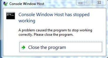 console window host has
  stopped working