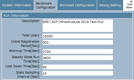 Configuration of run parameters